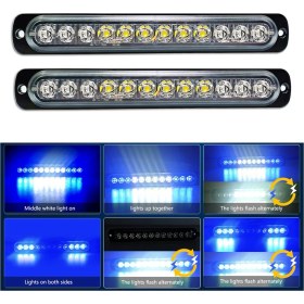 Resim 12LED Güvenlik Acil Durum Flaşör Işıklarımavi+Beyaz (Yurt Dışından) 
