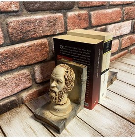 Resim Socrates Büst Antik Kitap Tutucu 