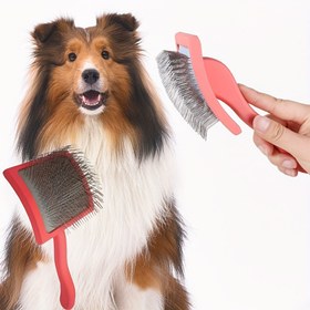 Resim 1 Adet Uzun İğneleri Sıkı Büyük Fırça Uzun Ve Gevşek Tüylü Evcil Hayvanlar İçin, Kediler İçin Tarama Tel Fırça, Köpekler İçin Tüy Dökme, Düğümlü Saçları Çıkarır 