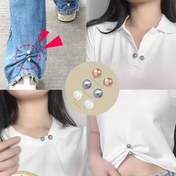 Resim 1/6/12 adet denim etek düzeltme klipsi, göğüs ışık önleyici pim, kaydırmaz terlik tokası, pantolon uzunluk ayarlayıcı, sahte inci dantel klipsi, kıyafet ve düğün giyimi için ideal 