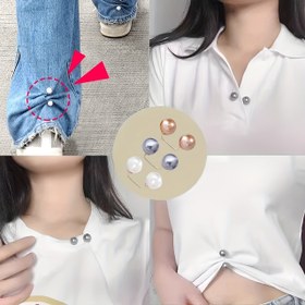 Resim 1/6/12 adet denim etek düzeltme klipsi, göğüs ışık önleyici pim, kaydırmaz terlik tokası, pantolon uzunluk ayarlayıcı, sahte inci dantel klipsi, kıyafet ve düğün giyimi için ideal 