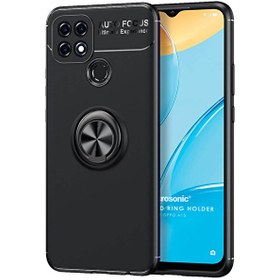 Resim Oppo A15 Kılıf Kickstand Ring Holder Siyah 