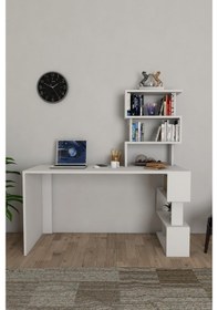 Resim Moonlife Okyanus Kitaplıklı Çalışma Masası Beyaz 