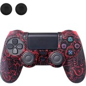 Resim Data Frog Sony Playstation 4 Pro / Ps4 Slim / Playstation 4 Oyun Denetleyicisi İçin Silikon Kapak Graffiti Koruyucu Kılıf - Kırmızı Phoenix Tüyü 