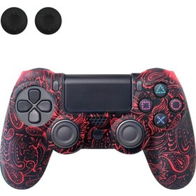 Resim Data Frog Sony Playstation 4 Pro / Ps4 Slim / Playstation 4 Oyun Denetleyicisi İçin Silikon Kapak Graffiti Koruyucu Kılıf - Kırmızı Phoenix Tüyü 