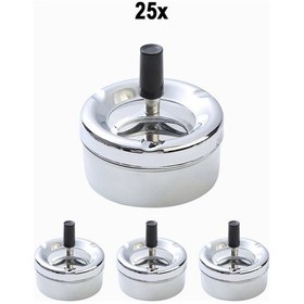 Resim 25 Adet Çelik 9 Cm Basmalı Kafe Restaurant Lokanta Yuvarlak Kül Tablası Küllük 