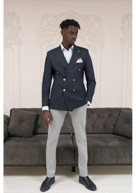 Resim Paul Martin Regular Fit İtalyan Yaka Astarlı Torba Cepli Kruvaze Blazer Ceket Lacivert 
