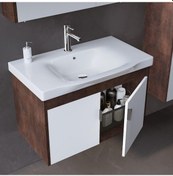 Resim Orka Luna 80 Cm Mdf Kahve Taş Banyo Dolabı Alt Modül Ve Lavabo 