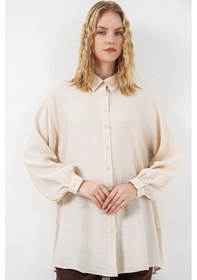 Resim Bigdart Kadın Dokulu Oversize Tunik 5989 - Krem 