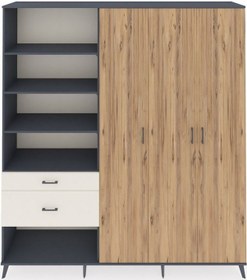 Resim Hyperion Dolap 16 Raflı 2 Çekmeceli 3 Kapaklı 220x44x243 Antrasit-çam/aytaşı Atlas Çam/aytası 