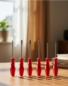 Resim Tek Düz Ve Yıldız Başlıklı 7li Tornavida Seti Ergonomik Tutma Najmaddin 