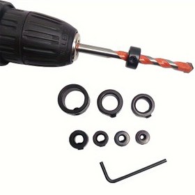 Resim 8 Paket Karbon Çelik Matkap Seti, 3-16mm, Derinlik Kontrol Halkaları, Konumlayıcı Halkalar, Sınırlayıcılar, Altı Anahtar, Hassas Matkap Kitleri için Elektrik Gerektirmez 