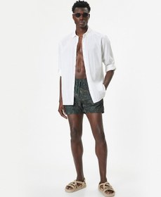 Resim Koton Deniz Şortu Kısa Oversize Soyut Baskılı Beli Bağcıklı Yeşil Desenli 4sam00044mw 