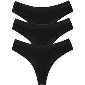 Resim Vanilya Secret Pamuk Tanga 3'Lü Paket Siyah 