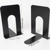 Resim Kütüphanelerde, öğrenci masalarında ve ofis masalarında düzenleme için uygun, basit tasarımlı cilalı demir metal kitap destekleri - 2 adet 