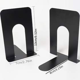 Resim Kütüphanelerde, öğrenci masalarında ve ofis masalarında düzenleme için uygun, basit tasarımlı cilalı demir metal kitap destekleri - 2 adet 