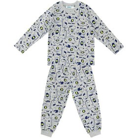 Resim Denokids Süper Dino Erkek Bebek Gri Pijama Takımı Çok Renkli 