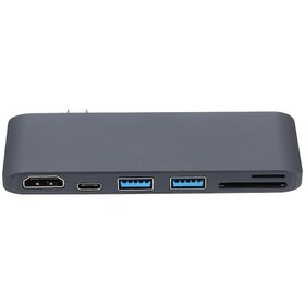 Resim Neevoyu 6-in-1 Usb-c Hub: 2 Usb 3.0, Hd 4k 30hz, Çift Kart Okuyucu, Pd Şarj - Windows/mac/linux Uyumlu, Taşınabilir Docking Station 