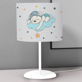 Resim instababyrooms Ayda Uyuyan Ayı Desenli Çocuk Odası Dijital Baskılı Çocuk Odası Masaüstü Abajur Avize 