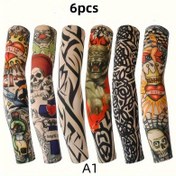 Resim 6 Adet Unisex Dövme Tarzı Kol Kolluk - Canlı Kafatası, Çiçek & Geometrik Desenler, Elastik Naylon, Dış Aktiviteler, Festivaller ve Plaj için Elde Yıkanabilir Retro Avangart Tasarım 