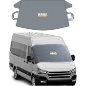 Resim HAEGS Buz ve Kar Önleyici Araç Ön Cam Örtüsü Brandası / Oto Ön Cam Koruyucu (198x114cm) XXL Gri 