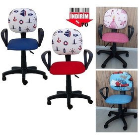 Resim Depolife Çalışma Sandalyesi Ofis Büro Sekreter Koltuk Gemici Çapalı Kumaş 