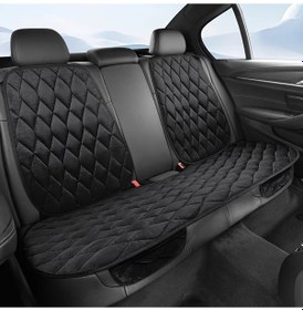 Resim Gaojunshop01 Bej 2 Sırtlık 1 Üç Kişilik Taban Universal Kışlık Kalın Tüylü Araç Koltuğu Seti 