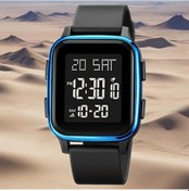 Resim Sunshine022 Erkekler İçin Mavi Kare Spor Saati Çift Takvim + Çift Alarm + Kronometre Darbe Dayanıklı Uzun Pil Ömrü Diğer 