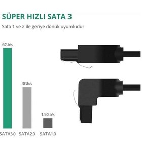 Resim Se-7030 Sata Data Kablosu 0,50cm L 90derece Dirsek Köşeli Sata3 7 Pin 6gbs Ssd Hdd Data Veri Kablosu 