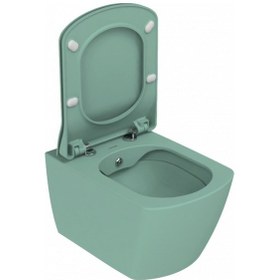 Resim Creavit Elegant Rim-off Duroplast Yavaş Kapanan Klozet Kapaklı Nil Yeşili Set 