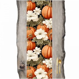 Resim Sonbahar Serisi Balkabakları ve Yapraklar Ranır- Runner 45 x 140 cm 