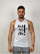 Resim Black İstanbul Black - Asla Pes Etme Baskılı - Tank Top Gym Kapşonlu Hoodie Sporcu Atleti 