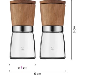 Resim WMF 2'li Ahşap Baharat Değirmeni Seti Cam Malzeme ile Ergonomik Kullanım ve Kolay Temizlenebilir 