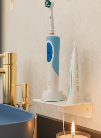 Resim Lamizon Şarjlı Diş Fırçası Rafı Banyo Standı Beyaz 