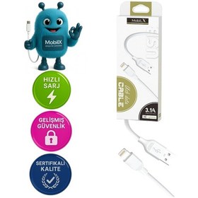 Resim Mobilx Mu-01 Usb To Lightning Şarj Ve Data Kablosu 1m Apple Uyumlu iPhone , 3.1a Hızlı Şarj 