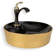 Resim EVA BANYO Lena Tezgah Üstü Lavabo Gold Sıyah E-5001as 