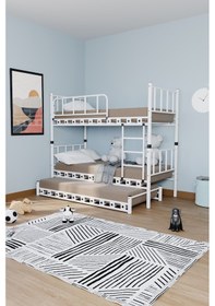 Resim Argimo Zambak Yavrulu Metal Ranza Ve Karyola Beyaz 90 X 200 