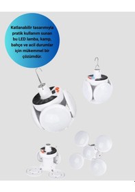 Resim Usb Ve Solar Şarjlı Katlanabilir 5 Taraflı Led Lamba Çok Renkli 