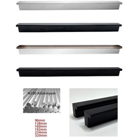 Resim Fulya Alüminyum Metal Lüks Modern Mobilya Çekmece Mutfak Dolabı Kulpu Siyah 160mm 10 Adet Siyah 