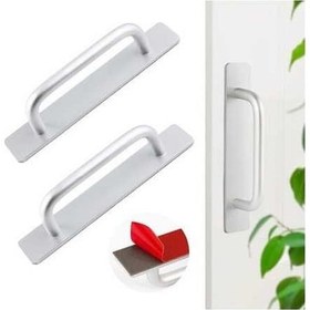 Resim Fortunelane Sürgülü Kapılar İçin Gümüş Alüminyum Kapı Kolu, 3 Adet Yapışkan Şeritli 