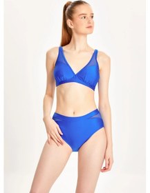 Resim Too Salty Swimwear Kadın Tül Detaylı Toparlayıcı Yüksek Bel Bikini Takımı 24s100st Saks 
