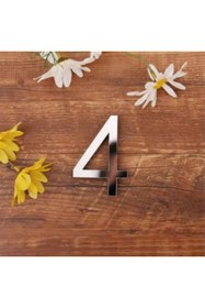Resim zafrakreklam Daire Numarası 1 mm Gümüş Ayna Pleksi Yapışkanlı Ölçü 9cm Numara - 4 dört 