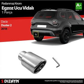 Resim S-dizayn Dacia Duster 2 Krom Egzoz Ucu Vidalı 55mm Çap 2018-2023 