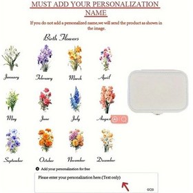 Resim Willowhaven Kişiselleştirilmiş Doğum Çiçeği Takı Kutusu, Büyük Kapasiteli Yüzük Saklama Kutusu, Beyaz Ocak Ayı Hediyesi 