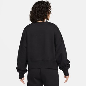 Resim Nike Sportswear Phoenix Fleece Oversized Crew Kadın Siyah Eşofman Üstü 