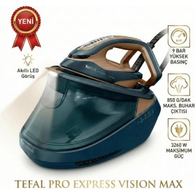 Resim Tefal Pro Express Vision Max Buhar Kazanlı Ütü Maksimum Güç 3260 W Maks. Buhar Çıktısı 850 9bar 