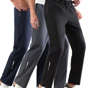 Resim 3-Pack Erkek Yaz Lounge Pantolonu Cep ile, Nefes Alabilen Polyester Spor Pantolonu, Elastik Orta Bel ile İp, Hafta Sonu ve Açık Hava Aktiviteleri için Normal Fit Rahat Giyim 