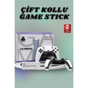 Resim Çift Oyun Kollu 4K Hd Ekran Nostaljik 20.000 Oyunlu Beyaz Game Stick 