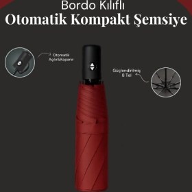 Resim Bordo Kılıflı Otomatik Kompakt Şemsiye Çok Renkli 
