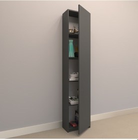 Resim Rafkestir Alina Suntalam Kitaplık ( 40 X 180 Cm ) - Kapaklı Antrasit ( Mat 